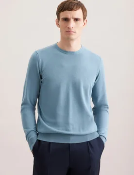 Rundhals Pullover , Uni Grün L - Seidensticker - FashionsVida