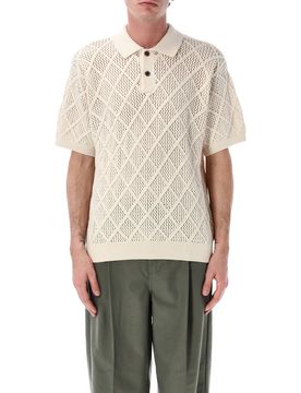 Textured Cotton Knit Polo - Size L