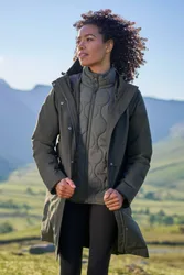 Luna Womens 3 in 1 Long Waterproof Jacket - Green - Green - Size: 18