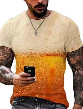 Beer Print 3D Fashion Casual Personalized Street Hip-Hop Fun Men's Short Sleeve Round Neck Oversized Pullover T-shirt 6xl Tops - Aliexpress - FashionsVida