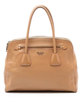Large Saffiano Cuir Double Zip Top Handle Bag - Prada - FashionsVida