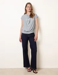 Metallic Cowl Neck Draped Top - M/L / BLUE - female