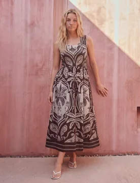 Sleeveless Shirred Dress - S/M / CHOCOLATE - female - Blue Vanilla - FashionsVida