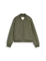 Quilted bomber collar jacket female
