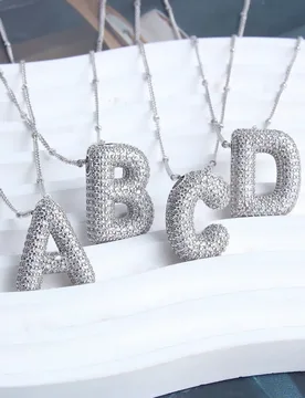 CZ Zircon Chunky Bubble Letters Pendant Necklace for Women Men Silver Color Initial A-Z Letter Necklace Charm Jewelry - Aliexpress - FashionsVida