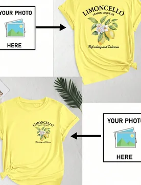 Camiseta personalizada para mujer - Añade tu texto y fotos (Paisaje/Insignia/Foto de pareja/Foto familiar/Selfie/Foto de mascota), Impresión en el f - Shein - FashionsVida
