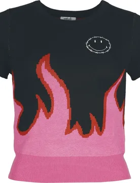 Rockabilly T-Shirt - Dylan Top - XS bis XL - für Damen - Größe L - schwarz/pink - Frauen - female - Hell Bunny - FashionsVida