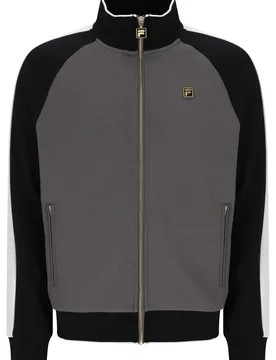 Gunmetal/ Black/White Down Cory Colour Block Track Top - XS - FILA - FashionsVida
