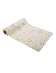 Tischläufer Merry Christmas Samt weiß Roségold 28cm x 3m