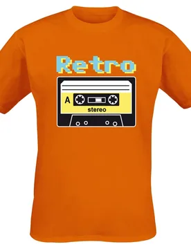 T-Shirt - Retro Kassette - M bis 3XL - für Männer - Größe XL - orange - Männer - male - Funshirt - FashionsVida