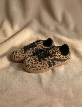 Sneakers in similpelle con stampa leopardata - multicolor