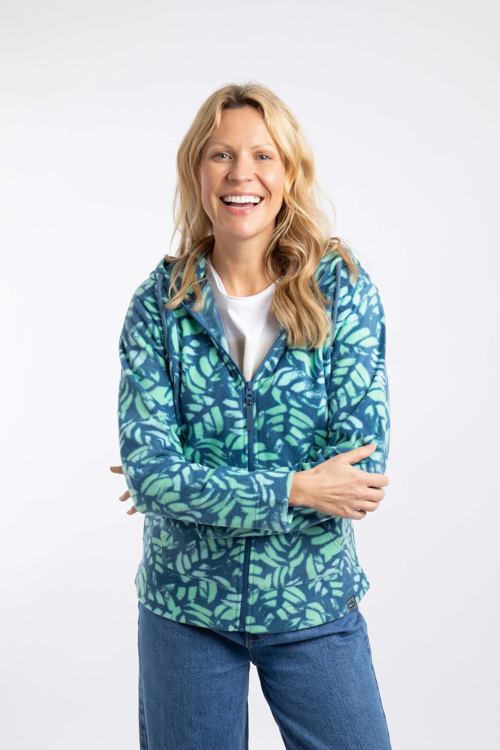 Imogen Womens Full Zip Printed Microfleece Hoodie - - Size: 18 - Weird Fish - FashionsVida
