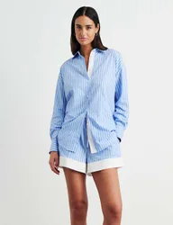 Cotton Rich Striped Collared Shirt Multi female