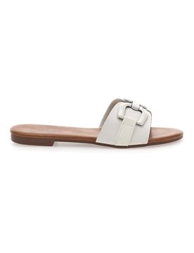 Ciabatte Flat con Fibbia Bianca PREA441 38