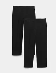Pack Boys' Plus Fit Regular Leg School Trousers Black male