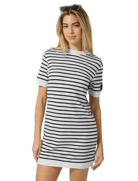 Robe à Manches Courtes Casual Stripe Bio Regular Fit Fresh White / Navy Stripe XS