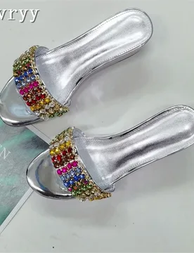 Multicolor Rhinestone Decor Mules Women Luxury Open Toe Shiny Patent Leather Platform Wedge Slipper for Party Evening Dress - Aliexpress - FashionsVida