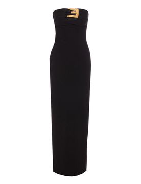 Abito lungo bustier con cintura