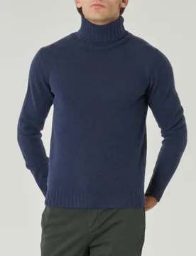 Dolcevita blu indaco in misto lana e cachemire finezza 7 - Rodolfo Pellizzari - FashionsVida
