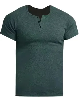 Summer New Henry Shirt Henry Collar Short-sleeved T-shirt Men's Retro Cotton Casual Sports Polo Shirt Men's - Aliexpress - FashionsVida