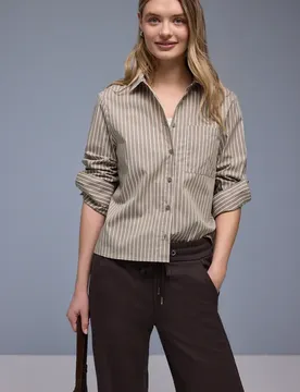 Gestreifte Hemdbluse female Braun