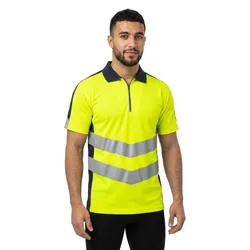 Polo à Manches Courtes Safe Supreme 50130 Hi-Vis Yellow / Dark Navy 4XL