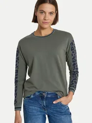 Langarmshirt mit Leo-Muster Grün L