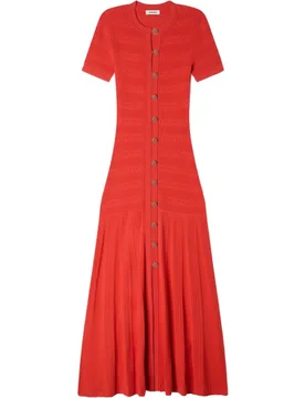 Vestido largo de punto con parte superior ajustada y falda acampanada - sandro - FashionsVida