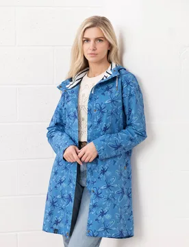 Women's Long Beachcomber Jacket Spring Summer Outdoor Coat in Mid Blue Size: 8 - Mid Blue - Size: 8 - Lighthouse Clothing - FashionsVida