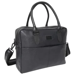 Mens Leather Messenger Bag - Black - One Size