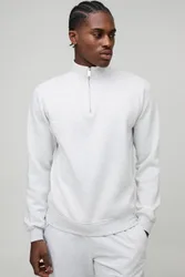 Herren Regular Basic Viertelreißverschluss Rollkragen Sweatshirt Grey Marl Größe XS