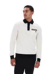Gardenia/ Black Francis Knitted Long Sleeve Polo - XS