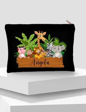 Kawaii Animal Custom Name Cosmetic Bag Children Pencil Case Elephant Giraffe Lion Cartoon Makeup Box Travel Toilet Storage Pouch - Aliexpress - FashionsVida