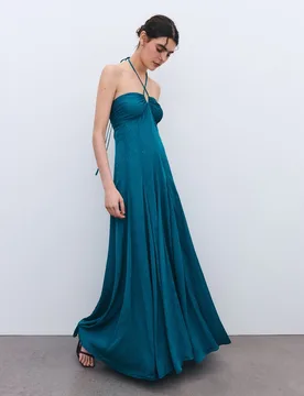 Vestido escote corazón godets de mujer - Tintoretto - FashionsVida