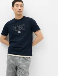 Pure Cotton Soho NYC Graphic Loungewear Top Navy male