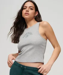 Superdry Damen Grau Athletic Essential Tanktop mit Waffelmuster mit Logodruck, Größe: 40 - Größe: 40