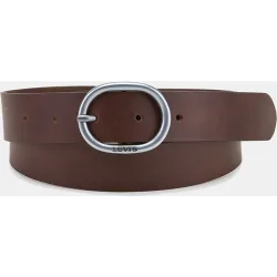 Cinturón de mujer de piel en negro con hebilla oval
