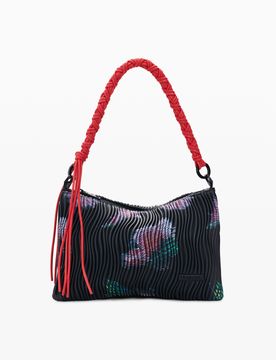 Bolso mediano textura, Mujer, Poliuretano, Negro, U