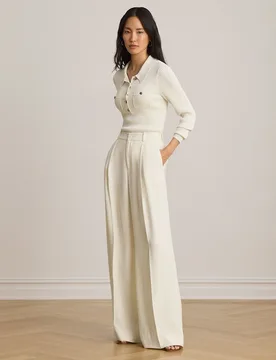 Pantalones anchos de mujer con pinzas - Lauren Ralph Lauren - FashionsVida