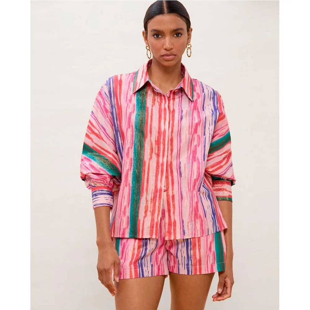 Camisa de mujer oversize de rayas con lurex - Lola Casademunt - FashionsVida