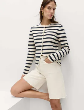 Pure Cotton High Waisted Bermuda Short Ecru female - M&S - FashionsVida