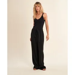 Pantalón ancho de mujer largo con lazada