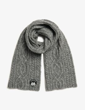 Superdry Damen Cable Luxe Strickschal Grau - Größe: 1Größe