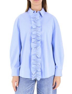 Camicia con volants AZZURRO OXFORD 50
