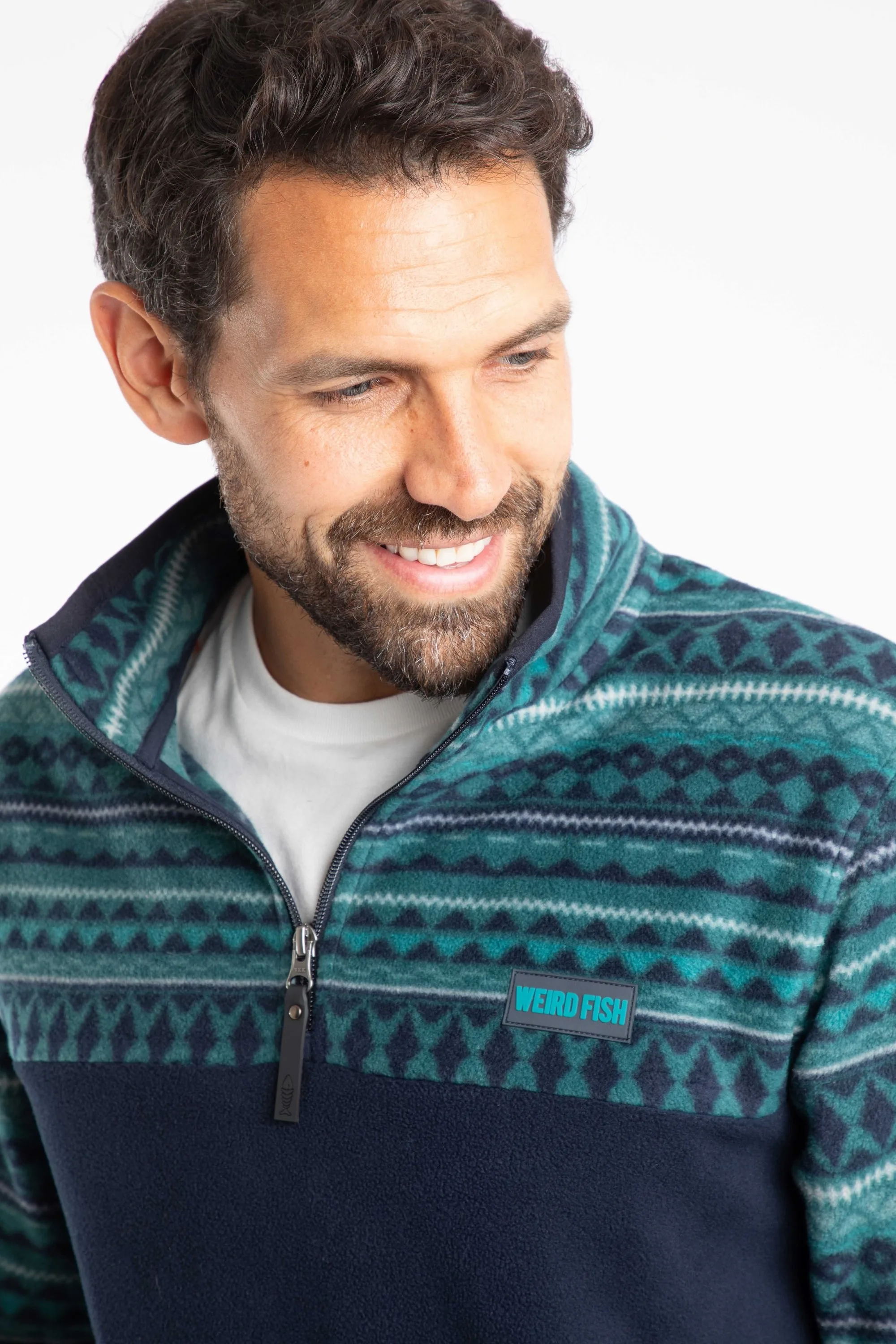 Gilbert Mens 1/4 Zip Printed Microfleece - Weird Fish - FashionsVida