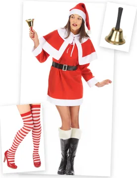 Weihnachtsfrau-Kostümset 6-teilig rot-weiss - BCI - FashionsVida