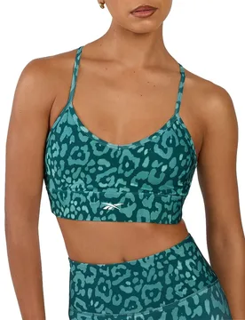 Soutien-gorge De Sport Printed Tri-back Metal Green / Inverted Aqua S - Reebok - FashionsVida