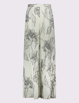 Pantalone con stampa floreale donna bianco-nero - Gaudi - FashionsVida
