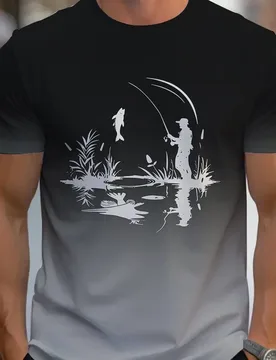 Fishing Style 3D Printed T-shirt For Summer Casual Loose Round Neck Short Sleeved Top, Thin，Machine Washable，Polyester Material - Aliexpress - FashionsVida