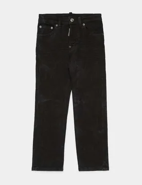 Jeans regular lavaggio nero stone washed con scritta logo rossa - Dsquared2 - FashionsVida